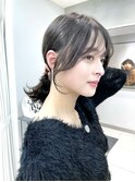 顔周りカット くびれミディ インナーカラー 20代30代 渋谷 前髪