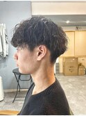 波巻きパーマ+マッシュ
