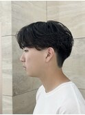 men'sフェザーパーマブルーブラックメンズブリーチなし立川