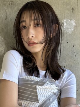 ロエム(Loem) レイヤーカット顔周りグレージュ前髪あり透明感カラー