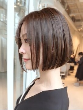 ダル 渋谷/表参道(DAL.) 顔周りカットハッシュカットダークブラウンワンホンレイヤー韓国