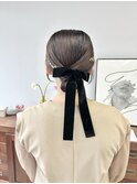 ヘアセットヘアアレンジシニヨンボブブラウンカラー