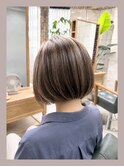 ◆明るめカラーで白髪ぼかし/似合わせ大人ボブ/40代50代60代◆