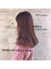 10代20代★透明感ラベンダーベージュ×ワンカールセミディ