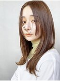 センターパート×外ハネセミロング＊/顔周りレイヤー/こなれヘア