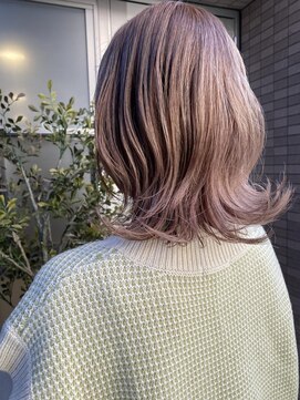 ヘアーアンドメイク ファット(Hair&Make PHAT) 大人可愛い外はねミディアムピンクベージュ20代30代