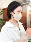 地毛風グレージュ×ボブ