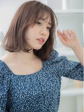 モッズヘア 越谷(mod's hair) ミルクティーピンク前下がり内巻きワンカールa越谷20代30代40代