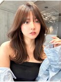 ブリーチなしグレージュ×エアリーロング×レイヤーカット