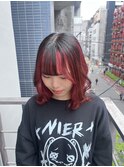 インナーカラー　赤みピンク