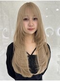 ハイライトカラーミルクティーベージュケアブリーチダブルカラー