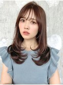 ワンカールレイヤーロング顔周りカットシースルー大人可愛い