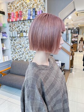 ネオリーブアイム 横浜西口店(Neolive aim) 切りっぱなしボブブリーチペールピンク横浜【成田】