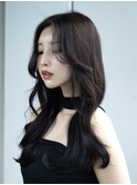 ★くびれヘアプリコットオレンジハイライトカラーレイヤーカット