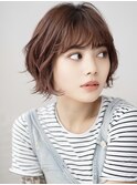 大船駅ショートヘア顔周りレイヤーボブオリーブベージュカラー◆