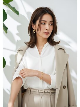 ハイレイヤーカット/リタッチカラー/ナチュラルブラウン/外ハネ