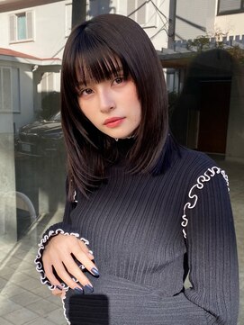 オムニス 表参道(Omnis) 暗髪黒髪ミディアムレイヤーシャギーイメチェン髪質改善韓国ヘア