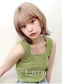 ホワイトベージュ外はねボブ/エクステ/ブリーチ/トリートメント