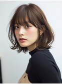 ハッシュカット/バーガンディ/ミディアムレイヤー/韓国ヘア