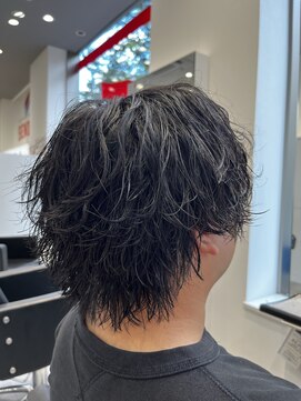 オーシャントーキョー 仙台(OCEAN TOKYO) 緩め波巻きパーマウルフツーブロメンズヘア仙台