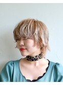 ショートウルフ#ベージュ#ダブルカラー#ウルフ#ケアブリーチ