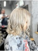 medium hair×white beige