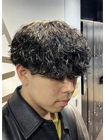 ツーブロックマッシュ重め波巻きパーマ