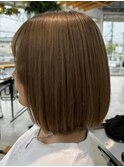 ダブルカラーミルクティーベージュカラーケアブリーチ韓国ボブ