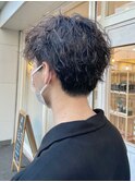 センターパート波巻きスパイラルパーマツイスパ