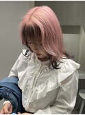 ペールピンクカラーエンドカラー裾カラーローライト