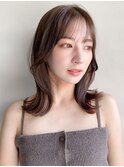 ハイライトカラーくびれヘアシースルーバングサイドバング