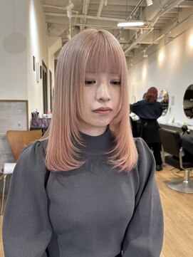 ラック 津田沼(LUCK) ピンクグレージュ/ペールカラー/顔周りレイヤー/ハイトーン
