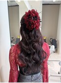 サイド編み込みふわふわハーフアップ【セット/ヘアアレンジ/渋谷
