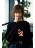 大人かわいい☆小顔前下がりレイヤーボブ×ハイライトグレージュ