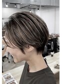 3Dハイライト×マッシュショート ショートヘア 30代