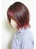 :レイヤーミディ :ミディアムウルフ :インナーカラー #ピンク