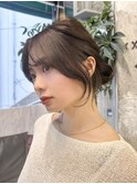 ワンカール簡単アレンジ顔周りカットブリーチなしグレージュ