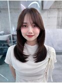 メルティカラー似合わせカットフェミニンロング韓国レイヤー