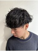 無造作ニュアンスツーブロックメンズパーマ
