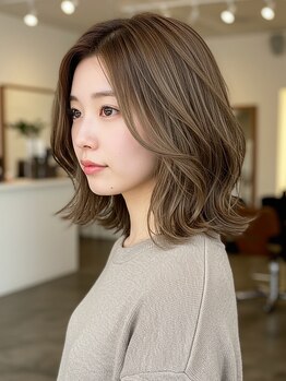カノエ 出雲大塚店(canoe)の写真/ブリーチなしダブルカラー×髪質改善で透明感・ツヤのあるトレンドカラーに♪