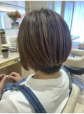 40代50代60代大人ひし形ショート白髪ぼかしハイライトベージュ