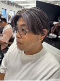 シルバーメッシュブリーチダブルカラーセンターパート