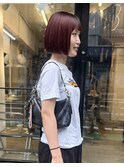 ショートボブミニボブワインレッドレッドカラーレッドブラウン