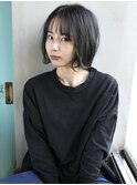 天神【BIRTH】うぶバング外ハネミニボブ×くすみブルー