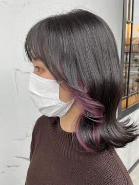 トナリ(tonari) インナーカラー　パープル　外ハネボブ