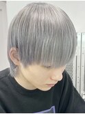 ホワイトグレー[新宿駅グレーベージュ/レイヤーロング/黒髪]