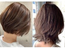 【カラー】艶カラーで艶感が増すのでツヤツヤヘアーの出来上がり♪赤みも出ない透明感カラー♪
