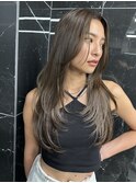韓国ヘアーハッシュカットレイヤーカットグレージュブリーチ無し