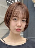 ダブルカラーミルクティーベージュカラーケアブリーチ韓国ボブ