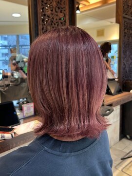 ヘアリゾート粋 ティガ 池袋店(tiga) 透明感カラー/ピンクブラウン/外はねミディ